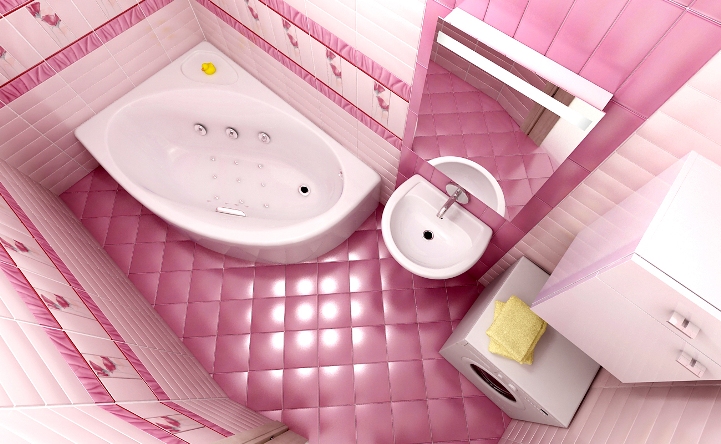 Проект розовой ванной комнаты