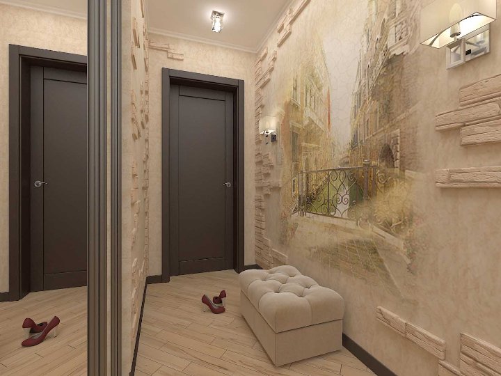 Дизайн коридора в квартире в сером цвете