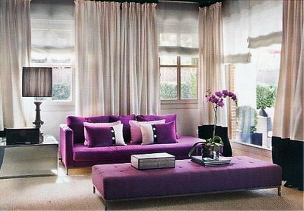 фиолетовый цвет в гостиной