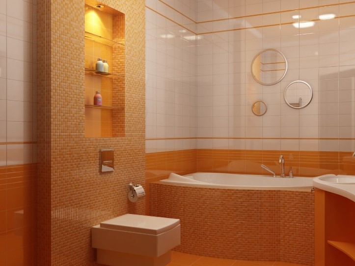 Оранжевая ванная комната