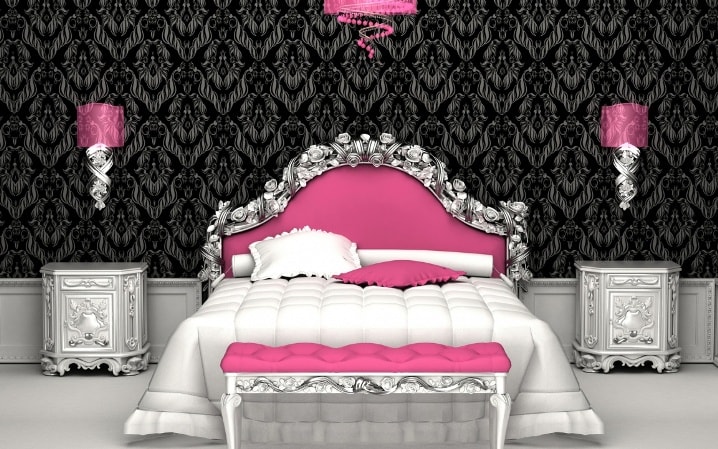 Черно-розовый проект спальни