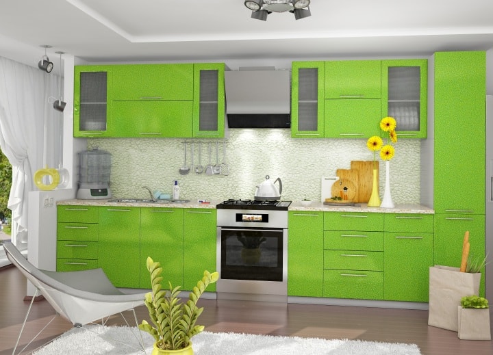 Маленькие кухни в бело-зеленом цвете